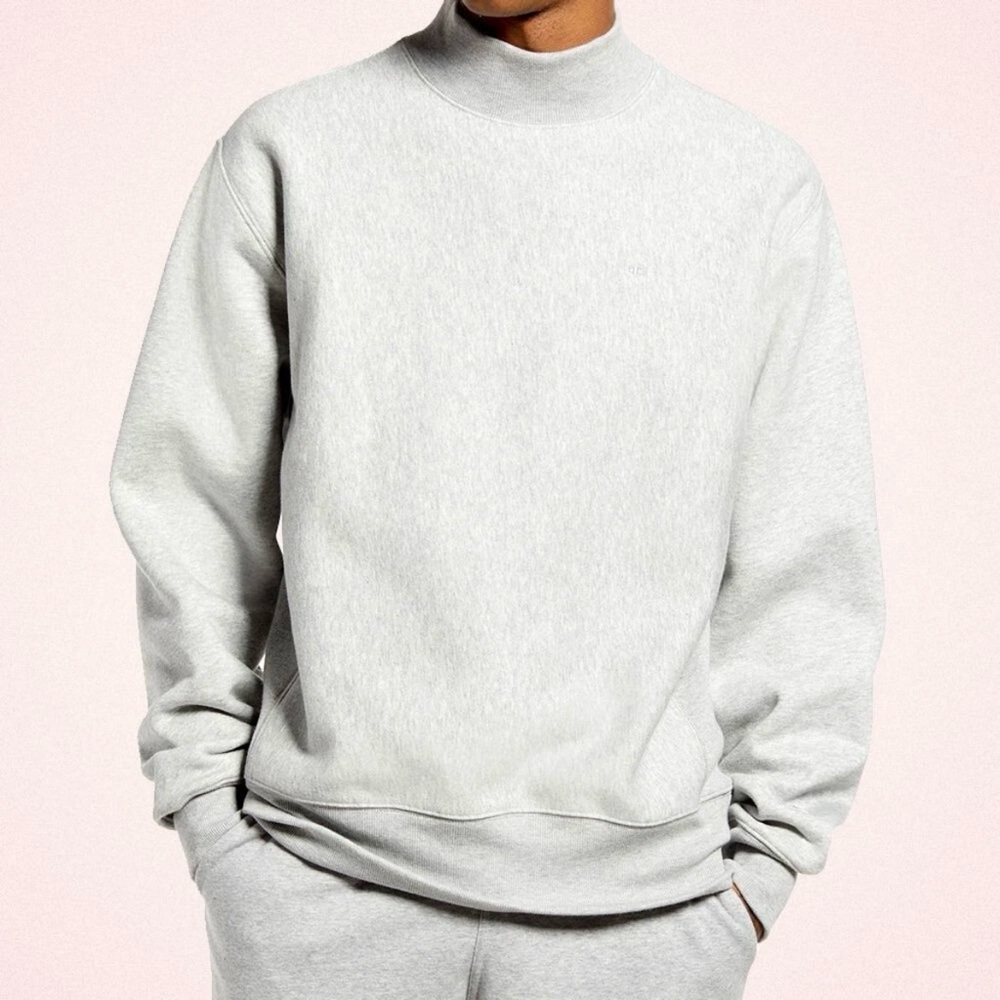CHAMPION Mock Neck Gray Reverse Weave Heavy Weight Sweatshirt Men’s Small